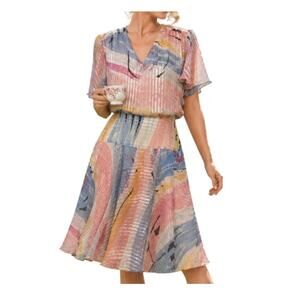 The Silk Farm 10 Midi Dress 100% Silk Ethereal Forest Fairy Whimsical Coquette